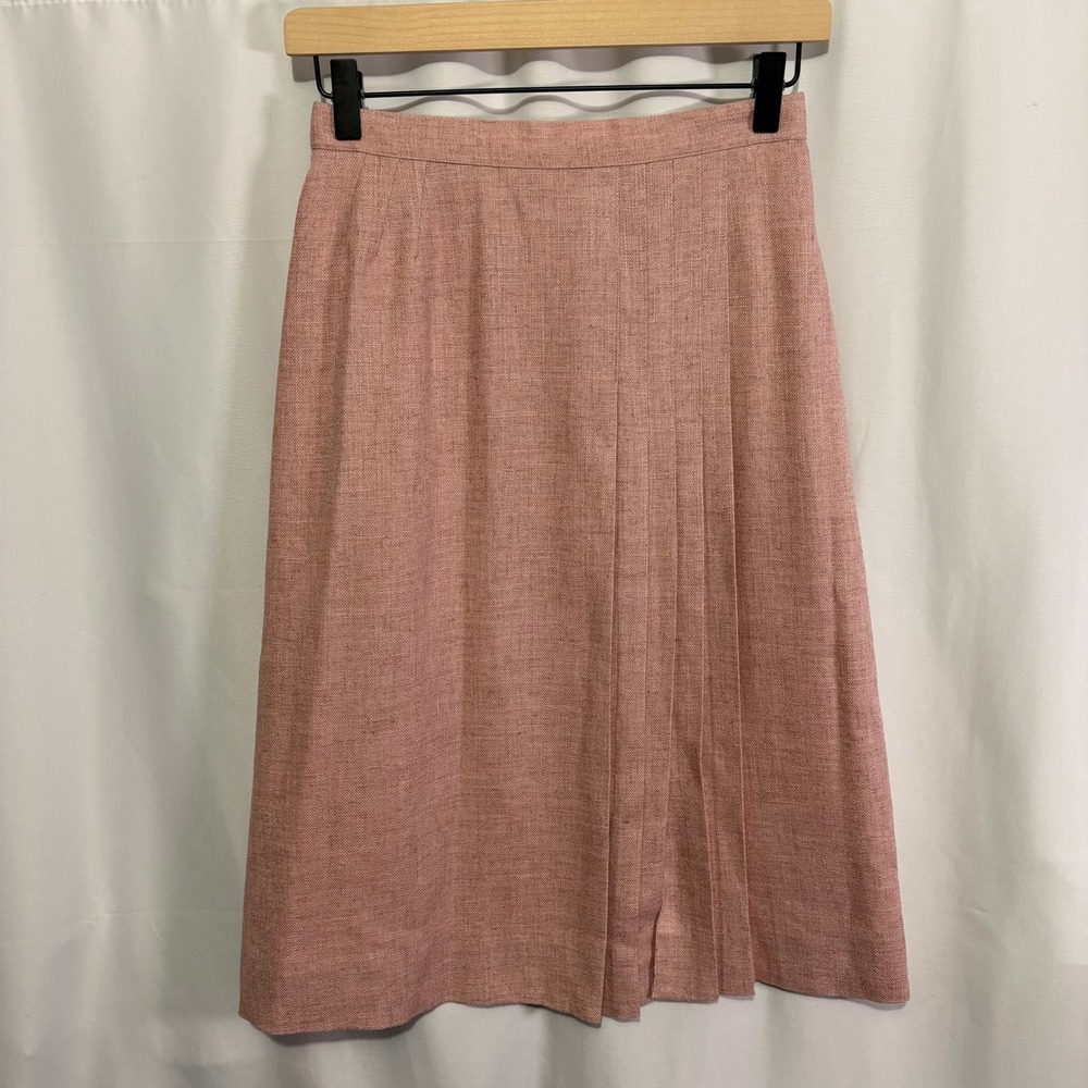 Vintage Evan-Picone Pink Pleated Midi Skirt ILGWU Made in USA Sz 8 (Modern 4-6)